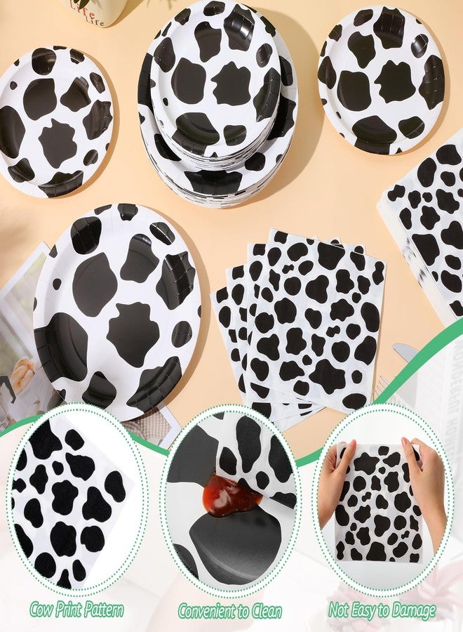 FoldTier 240 Pcs Cow Print Birthday Party Supplies Include 7" and 9" Farm Cow Print Plates and 6.7" Cow Print Napkins Cow Theme Party Decorations for Boy Girl Cow Farm Themed Baby Shower Decoration - Image 3